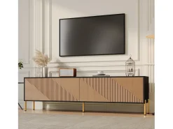 Móvel de TV moderno - 179 x 35 x 53,5 cm - design exclusivo - com 4 portas - aglomerado - preto + natural