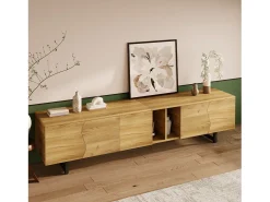 Móvel de TV moderno - 191 x 38 x 46,5 cm - com 5 portas - design exclusivo - MDF + aglomerado - cor natural
