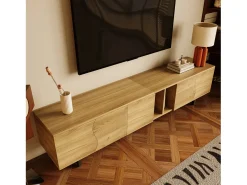 Móvel de TV moderno - 191 x 38 x 46,5 cm - com 5 portas - design exclusivo - MDF + aglomerado - cor natural
