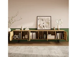 Móvel de TV moderno - 191 x 38 x 46,5 cm - com 5 portas - design exclusivo - MDF + aglomerado - cor natural
