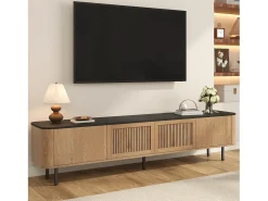 Móvel de TV moderno - 190 x 35 x 45 cm - com 4 portas - Design exclusivo - MDF + aglomerado - cor natural