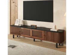 Móvel de TV moderno - 190 x 35 x 45 cm - com 2 portas de correr + 2 portas de tela - MDF + aglomerado - marrom