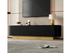 Móvel de TV moderno - 170 x 40,5 x 47 cm - com 3 portas - frente texturizada - MDF + aglomerado - preto