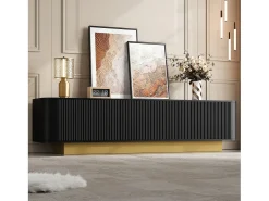 Móvel de TV moderno - 170 x 40,5 x 47 cm - com 3 portas - frente texturizada - MDF + aglomerado - preto