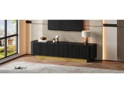Móvel de TV moderno - 170 x 40,5 x 47 cm - com 3 portas - frente texturizada - MDF + aglomerado - preto