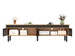 Móvel de TV moderno - 170 x 38 x 47 cm - com 4 portas - aglomerado - preto