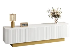 Móvel de TV moderno - 170 x 40,5 x 47 cm - com 3 portas - frente texturizada - MDF + aglomerado - branco