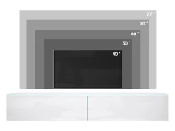Móvel de TV moderno 180 cm para sala – 2 portas, sem puxadores, acabamento mate, de chão ou suspenso, verde névoa