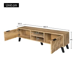 Móvel de TV moderno - com 2 portas e 2 compartimentos abertos - Natural