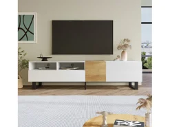 Móvel de TV moderno 2 gavetas, 2 compartimentos e 1 porta - 180 x 38 x 50 cm - MDF - Branco
