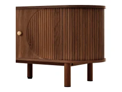 Móvel de TV moderno com gaveta em rattan e 2 portas - Pés em metal - Castanho