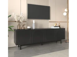 Móvel de TV moderno preto com 4 portas - prateleira ajustável - Preto 175 x 38 x 56 cm