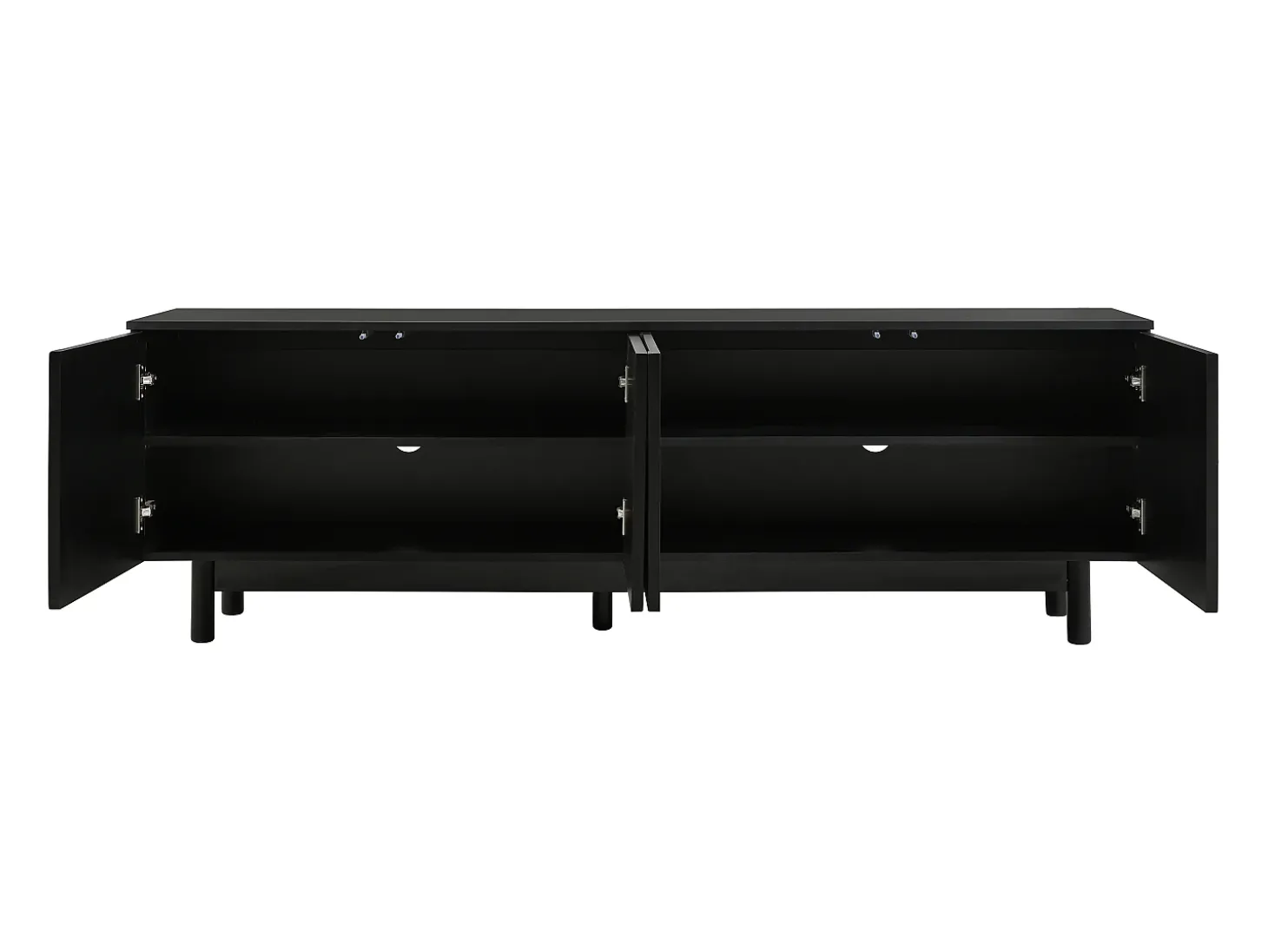 Móvel de TV moderno preto com 4 portas - prateleira ajustável - Preto 175 x 38 x 56 cm