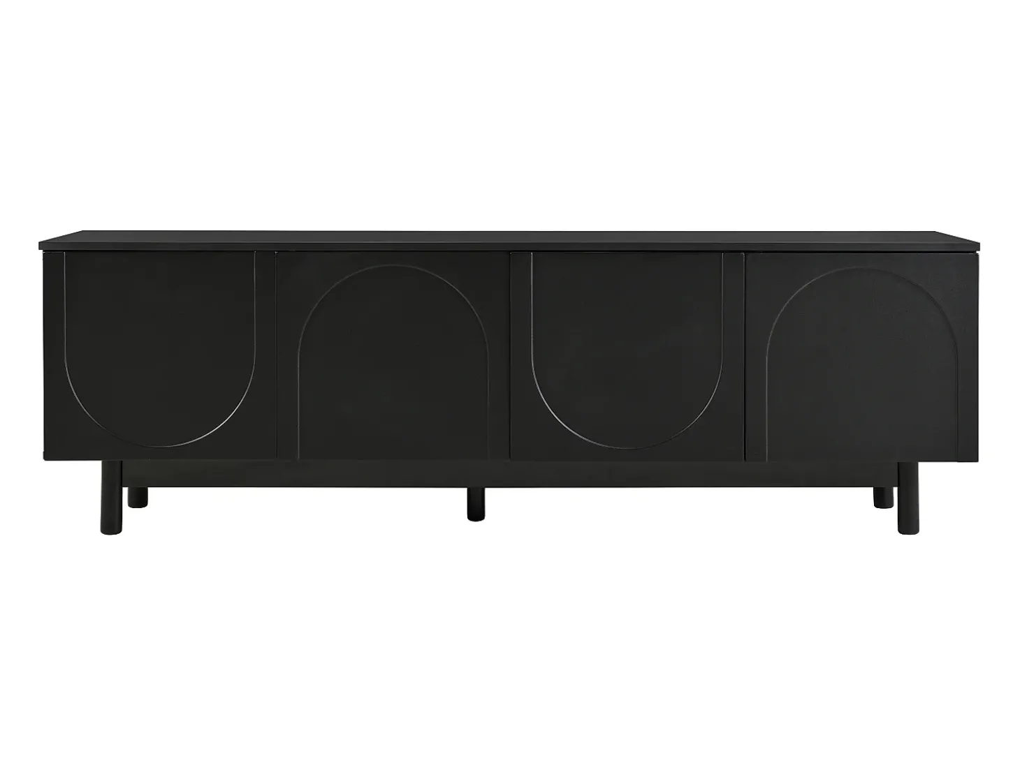 Móvel de TV moderno preto com 4 portas - prateleira ajustável - Preto 175 x 38 x 56 cm