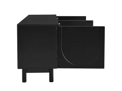 Móvel de TV moderno preto com 4 portas - prateleira ajustável - Preto 175 x 38 x 56 cm