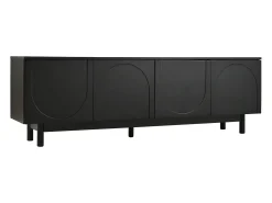 Móvel de TV moderno preto com 4 portas - prateleira ajustável - Preto 175 x 38 x 56 cm