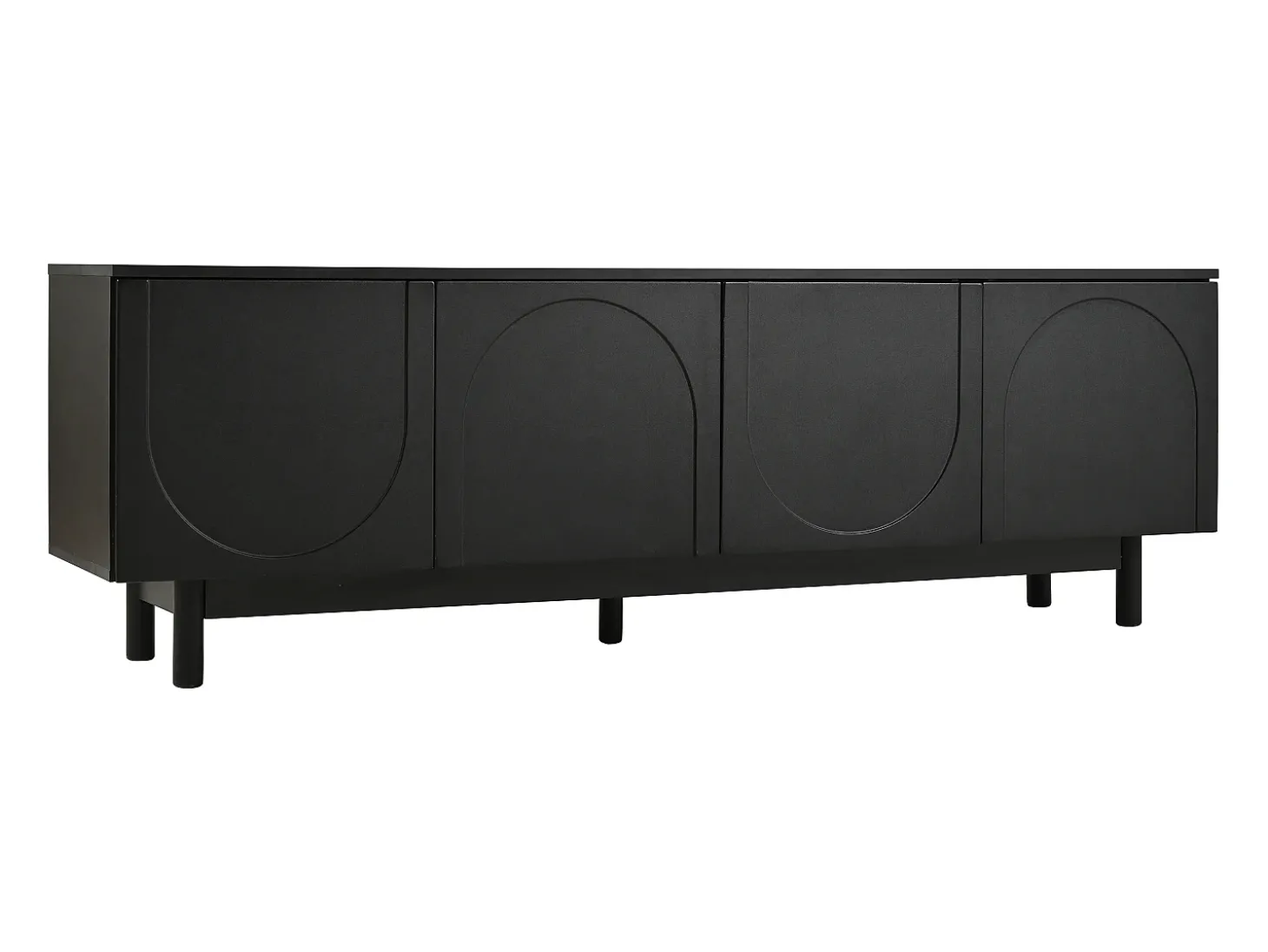 Móvel de TV moderno preto com 4 portas - prateleira ajustável - Preto 175 x 38 x 56 cm