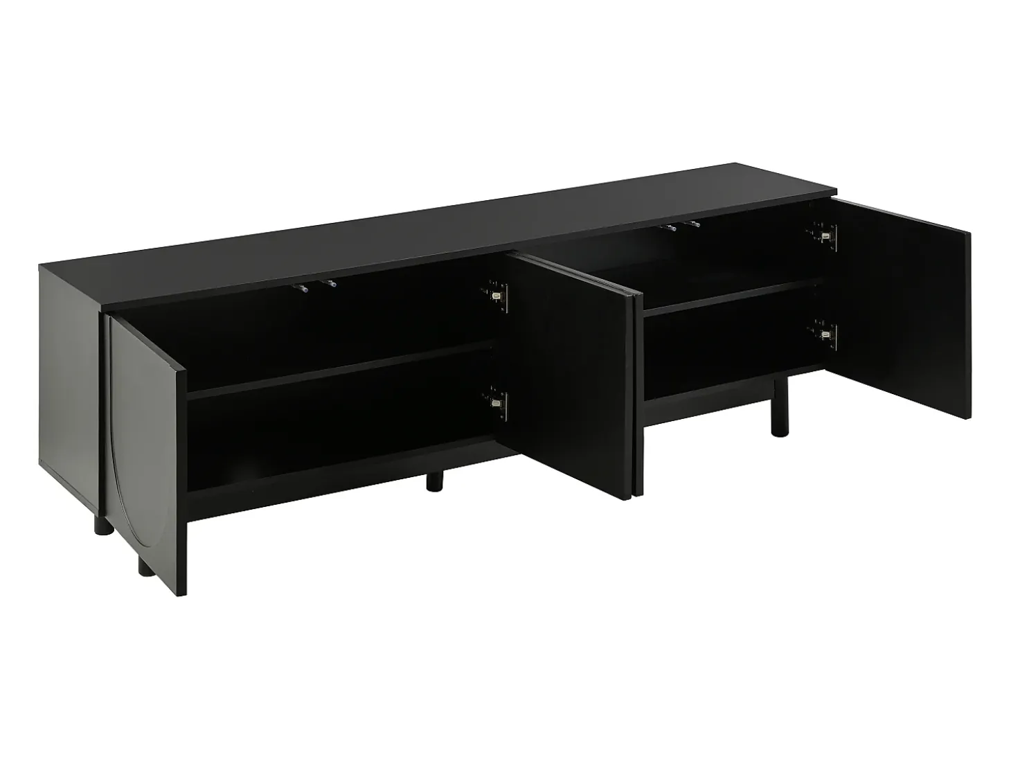 Móvel de TV moderno preto com 4 portas - prateleira ajustável - Preto 175 x 38 x 56 cm