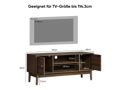 Móvel de TV moderno 110x40x48 cm - com espaço de armazenamento, para sala de estar, quarto, nogueira