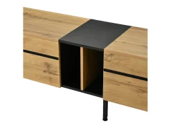 Móvel de TV moderno 180x38x45 cm - 3 portas - com prateleiras abertas - Natural