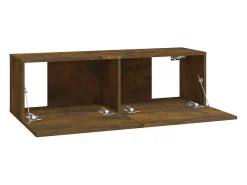 Móvel de TV multimídia de parede prateleira para TV suporte para TV sala de jantar sala de estar quarto 4 peças carvalho defumado 100 x 30 x 30 cm marrom 02_0029077