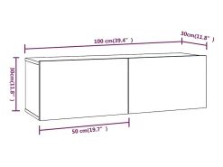 Móvel de TV multimídia de parede prateleira para TV suporte para TV sala de jantar sala de estar quarto 4 peças carvalho defumado 100 x 30 x 30 cm marrom 02_0029077