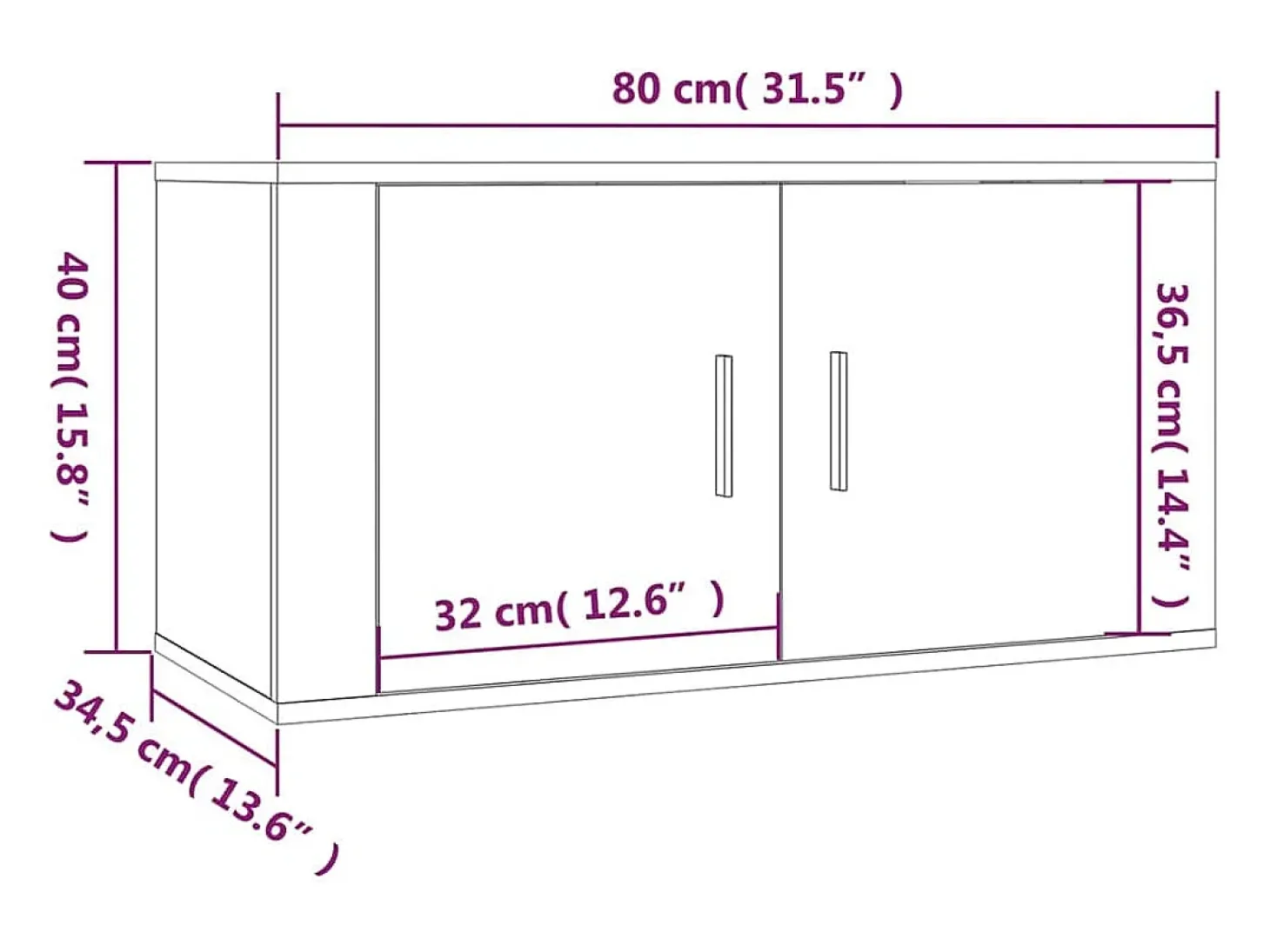 Móvel de TV multimídia para parede prateleira para TV aparador armário para TV sala de jantar sala de estar quarto 3 peças 80 x 34,5 x 40 cm branco 02_0029038