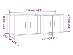 Móvel de TV multimídia para parede prateleira para TV aparador para TV para sala de jantar sala de estar quarto 2 peças Sonoma 57 x 34,5 x 40 cm cinza 02_0029015
