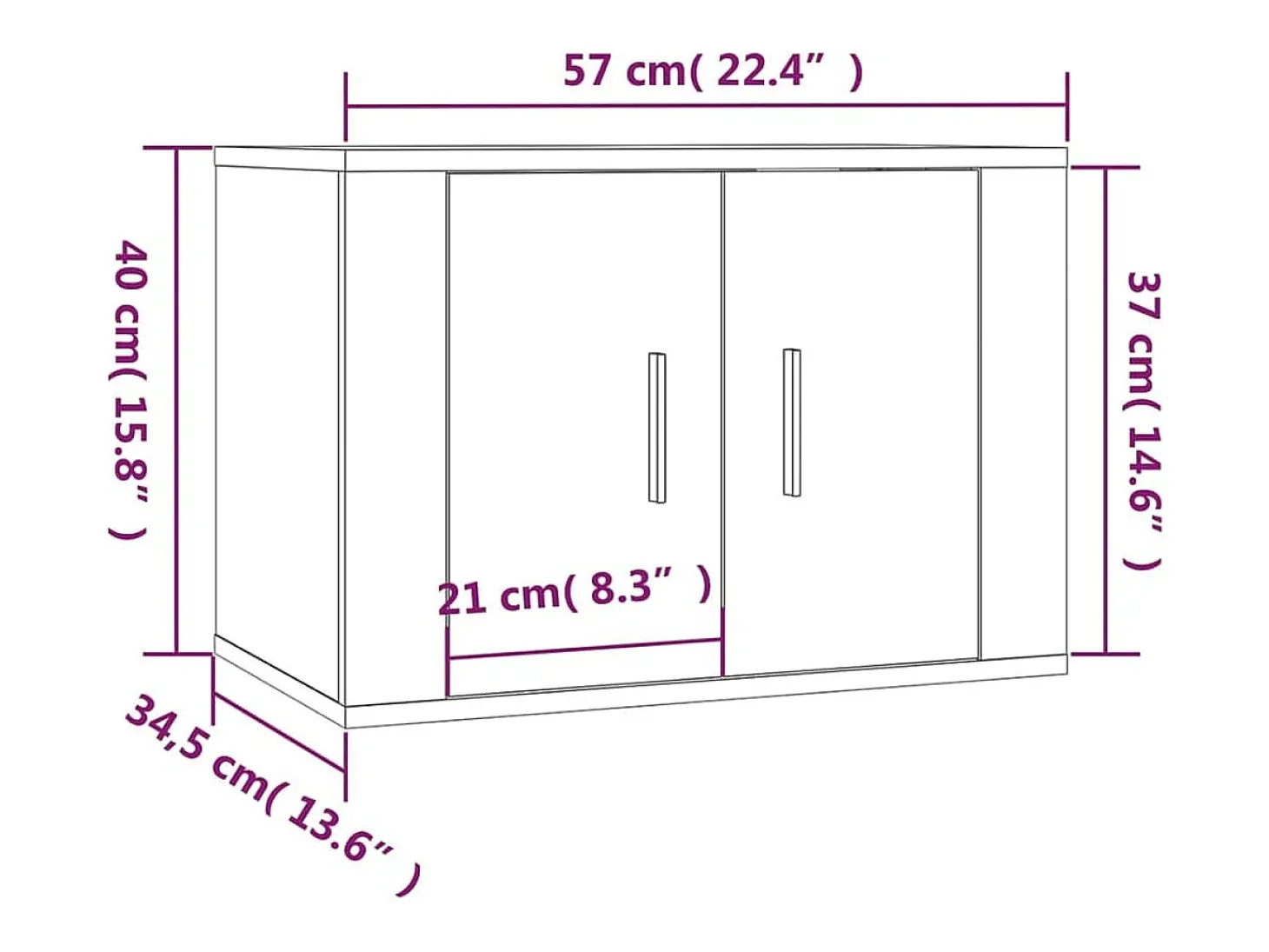 Móvel de TV multimídia para parede prateleira para TV aparador para TV para sala de jantar sala de estar quarto 2 peças Sonoma 57 x 34,5 x 40 cm cinza 02_0029015