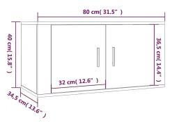 Móvel de TV multimídia para parede prateleira para TV aparador para TV para sala de jantar sala de estar quarto 2 peças 80 x 34,5 x 40 cm branco 02_0028936
