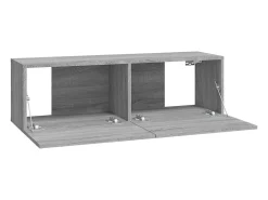 Móvel de TV multimídia para parede prateleira para TV aparador armário para TV sala de jantar sala de estar quarto 4 peças Sonoma 100 x 30 x 30 cm cinza 02_0029087