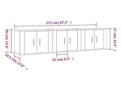Móvel de TV multimídia para parede prateleira para TV aparador para TV para sala de jantar sala de estar quarto 3 peças Sonoma 57 x 34,5 x 40 cm cinza 02_0029050