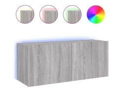 Móvel de TV multimídia prateleira de TV aparador de TV sala de jantar sala de estar quarto parede com luzes LED sonoma 100 x 35 x 41 cm cinza 02_0028038