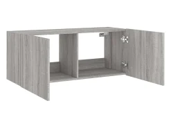 Móvel de TV multimídia prateleira de TV aparador de TV sala de jantar sala de estar quarto parede com luzes LED sonoma 100 x 35 x 41 cm cinza 02_0028038