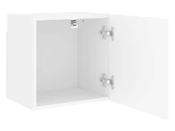 Móvel de TV multimídia prateleira de TV aparador de TV sala de jantar sala de estar quarto parede 405 x 30 x 40 cm madeira de engenharia branca 02_0027780