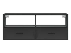 Móvel de TV multimídia prateleira de televisão televisão buffet sala de jantar sala de estar quarto 100 x 31 x 39,5 cm madeira trabalhada e metal preto 02_0025440