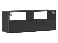Móvel de TV multimídia prateleira de televisão televisão buffet sala de jantar sala de estar quarto 100 x 31 x 39,5 cm madeira trabalhada e metal preto 02_0025440