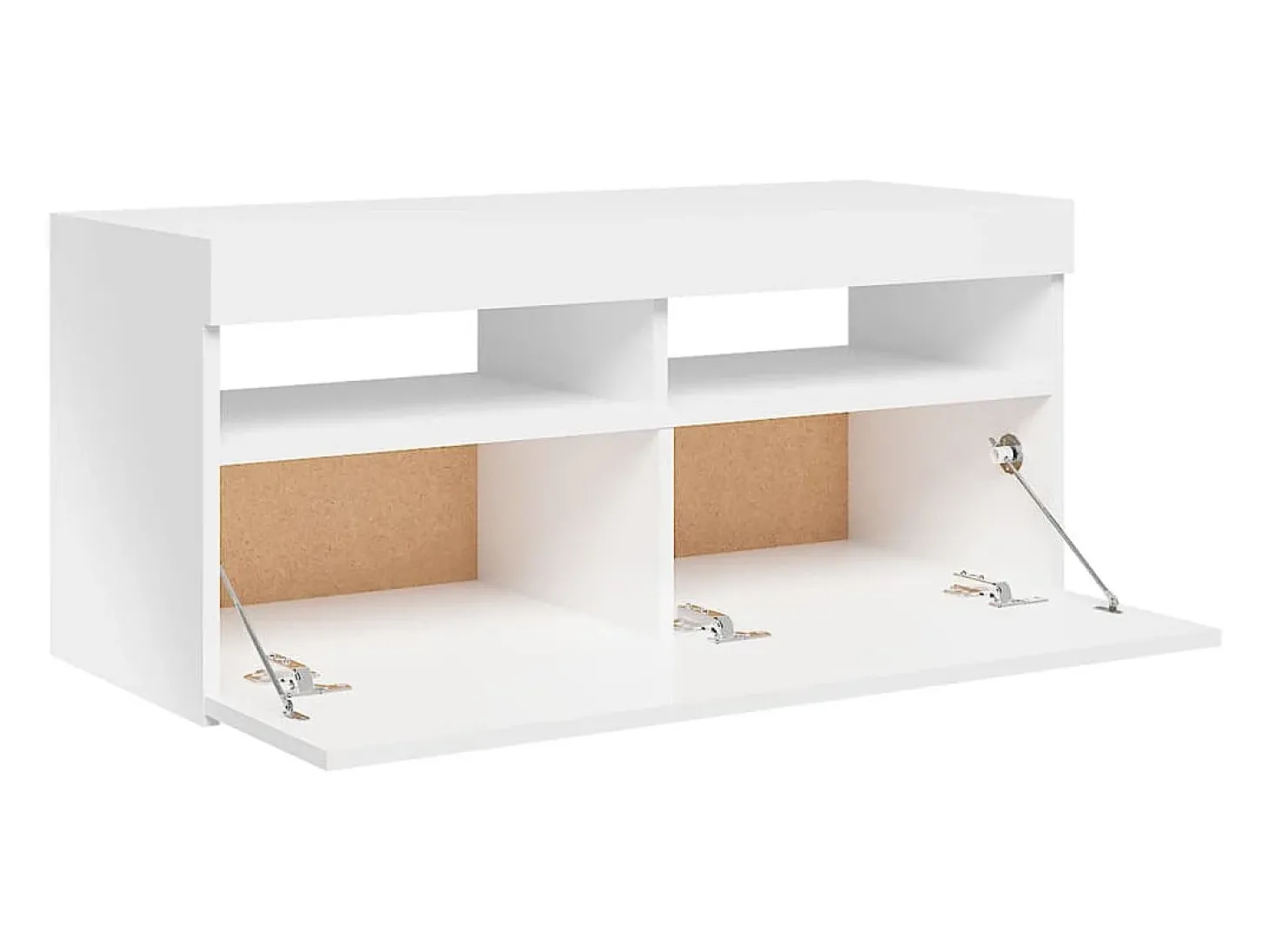 Móvel de TV multimídia Prateleira de TV televisão buffet sala de jantar sala de estar quarto com luzes LED brilhantes 90 x 35 x 40 cm branco 02_0026660