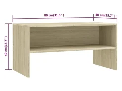 Móvel de TV multimídia prateleira de televisão televisão buffet sala de jantar sala de estar quarto carvalho sonoma 80 x 40 x 40 cm madeira maciça marrom 02_0027552