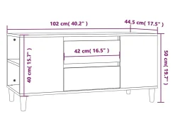 Móvel de TV multimídia prateleira de televisão televisão buffet sala de jantar sala de estar quarto 102 x 44,5 x 50 cm madeira trabalhada preta 02_0025623