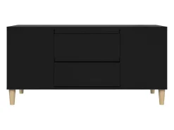 Móvel de TV multimídia prateleira de televisão televisão buffet sala de jantar sala de estar quarto 102 x 44,5 x 50 cm madeira trabalhada preta 02_0025623