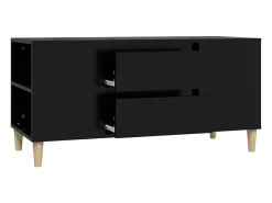 Móvel de TV multimídia prateleira de televisão televisão buffet sala de jantar sala de estar quarto 102 x 44,5 x 50 cm madeira trabalhada preta 02_0025623