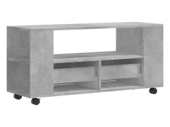 Móvel de TV multimídia prateleira de televisão televisão buffet sala de jantar sala de estar quarto 102 x 34,5 x 43 cm madeira trabalhada cinza 02_0025560