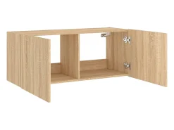 Móvel de TV multimídia prateleira de TV aparador de TV sala de jantar sala de estar quarto parede com luzes LED carvalho sonoma 100 x 35 x 41 cm marrom 02_0028005