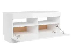 Móvel de TV multimídia prateleira de televisão televisão buffet sala de jantar sala de estar quarto com luzes LED brilhantes 80 x 35 x 40 cm branco 02_0026659