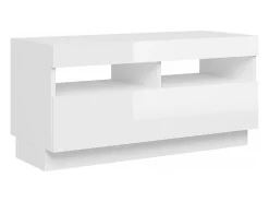 Móvel de TV multimídia prateleira de televisão televisão buffet sala de jantar sala de estar quarto com luzes LED brilhantes 80 x 35 x 40 cm branco 02_0026659
