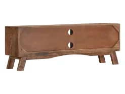 Móvel de TV multimídia prateleira de televisão televisão buffet sala de jantar sala de estar quarto 110 x 30 x 40 cm madeira de mangueira crua marrom 02_0025717
