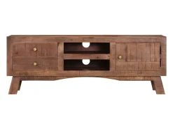 Móvel de TV multimídia prateleira de televisão televisão buffet sala de jantar sala de estar quarto 110 x 30 x 40 cm madeira de mangueira crua marrom 02_0025717