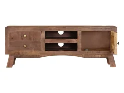 Móvel de TV multimídia prateleira de televisão televisão buffet sala de jantar sala de estar quarto 110 x 30 x 40 cm madeira de mangueira crua marrom 02_0025717