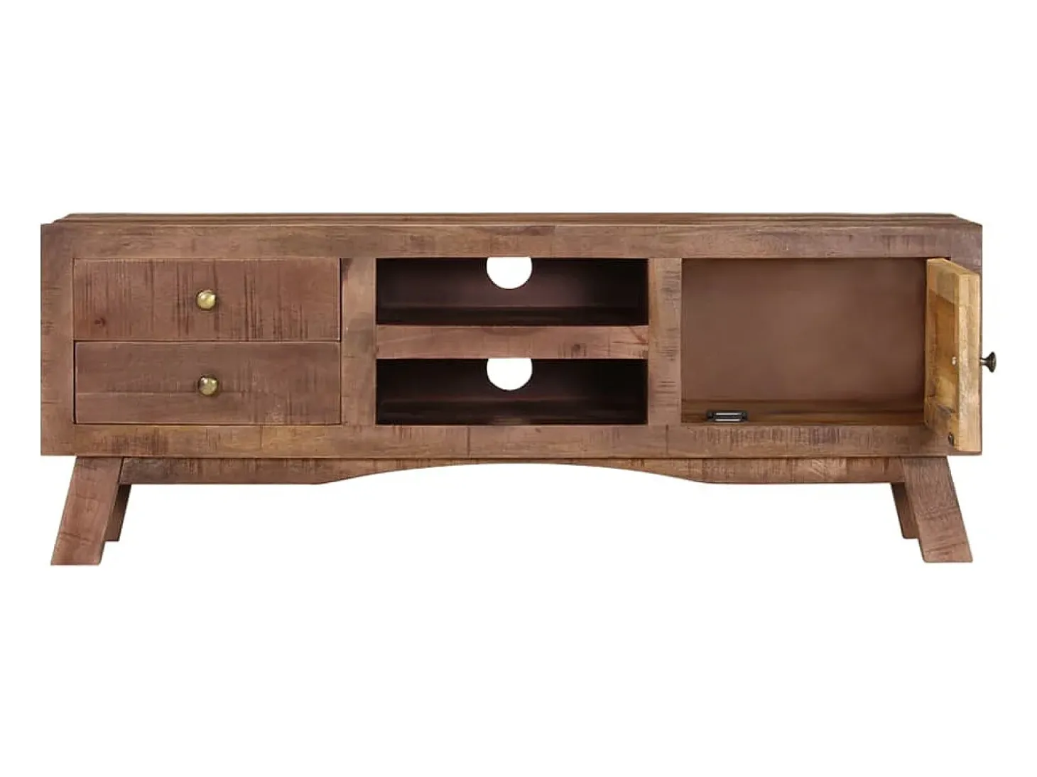 Móvel de TV multimídia prateleira de televisão televisão buffet sala de jantar sala de estar quarto 110 x 30 x 40 cm madeira de mangueira crua marrom 02_0025717